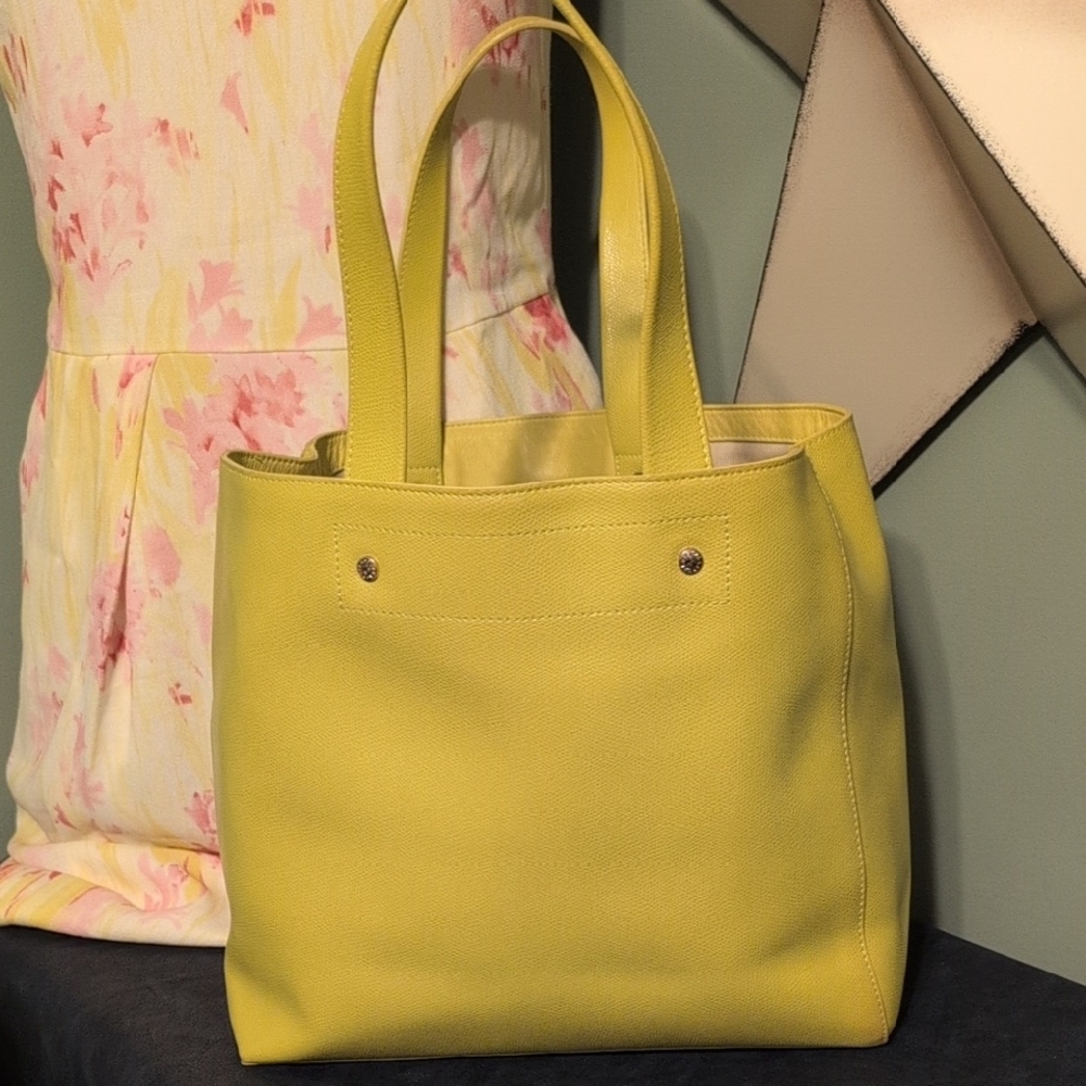 Furla Vibrant Yellow Tote Bag 17 x 11 Leather Clean Beautiful - Picture 3 of 16